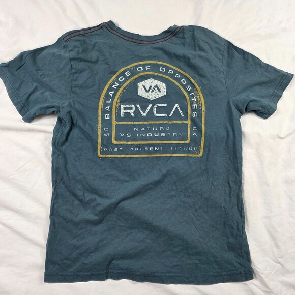 RVCA Boys Balance Of Opposites XL Blue Graphic Logo Short Sleeve T-Shirt - Picture 1 of 10